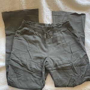 Dark Green Wide Leg Casual Pants